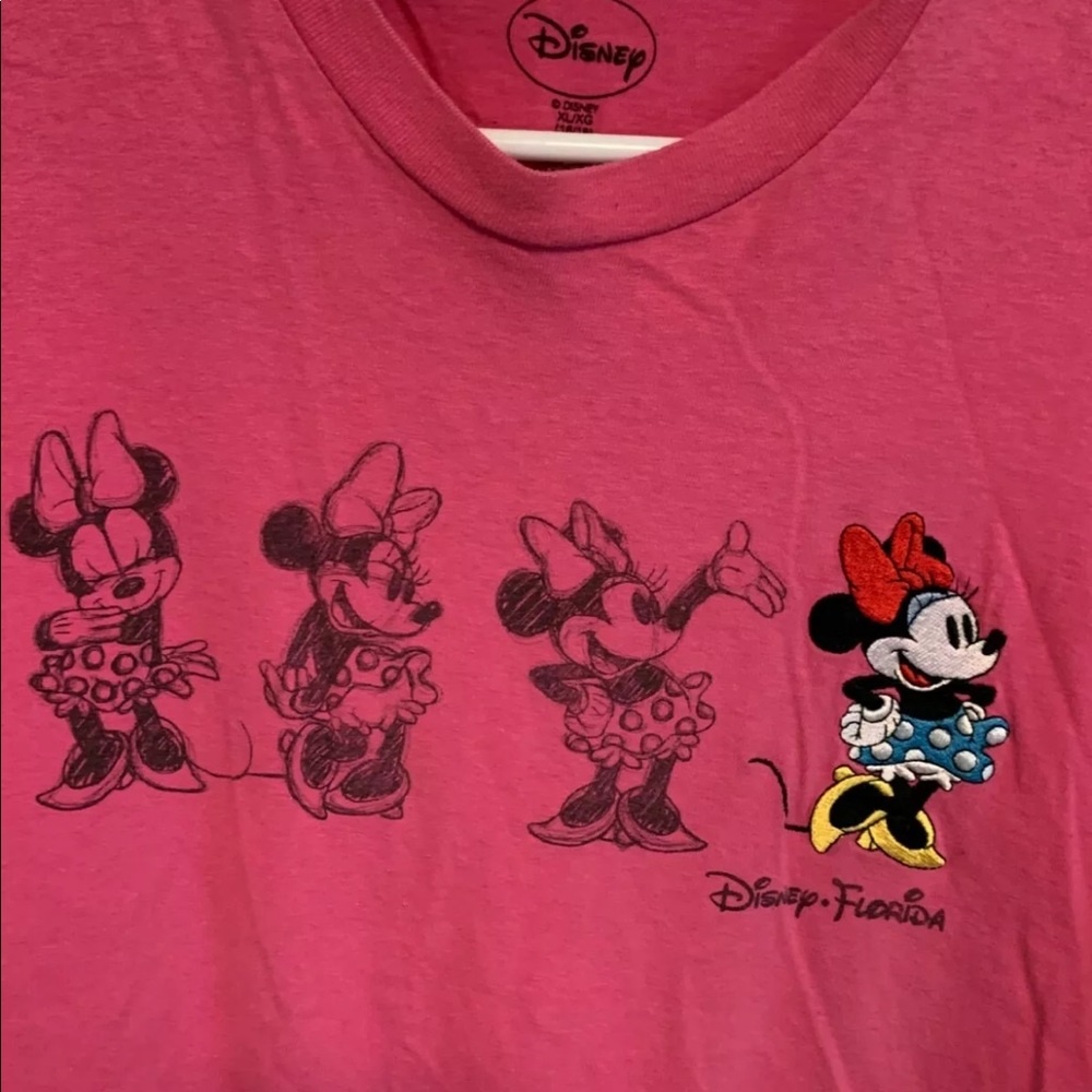 Disney Pink Minnie Mouse Shirt stitched Disneyworld Florida XL 16-18